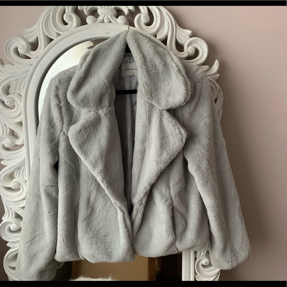 Gray Faux Fur Coat - Picture 5 of 6